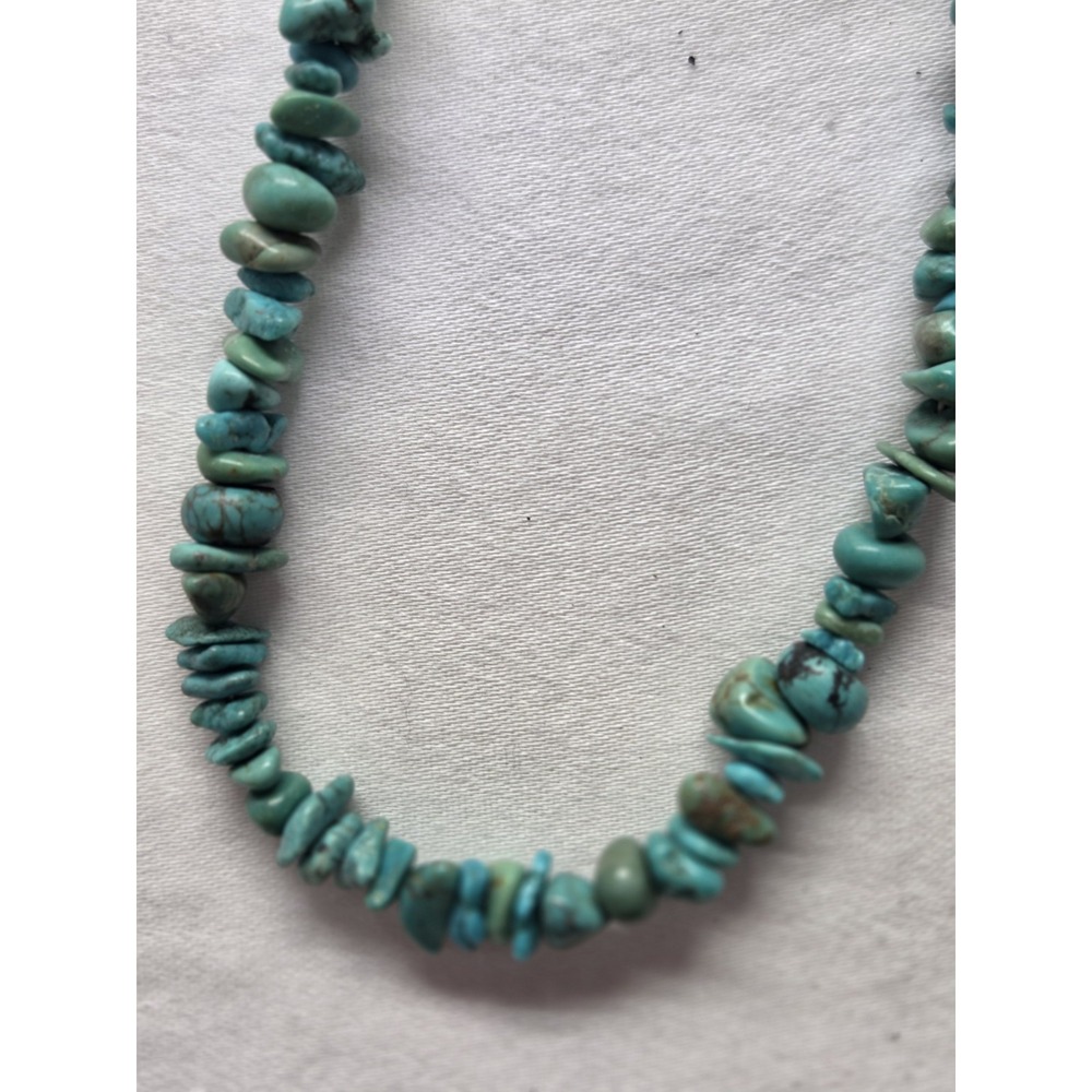 Turquoise Chip Necklace Women OS Blue Silver Tone Southwestern Boho Tribal - Picture 3 of 3